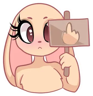 🖕 토끼, 토끼, 가운데 손가락, 모욕적인 제스처, 만화, 스티커, 동물 telegram sticker