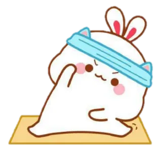 🍼 coelho, desenho animado, fofo, animal, kawaii, exercício, engraçado telegram sticker