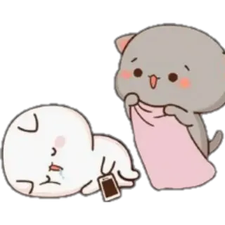🛏 Dessin animé, Sticker, Mignon, Triste, Chat, Couverture whatsapp sticker