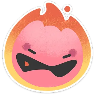 😠 炎, 漫画, ピンク, 丸, ステッカー, マスコット telegram sticker