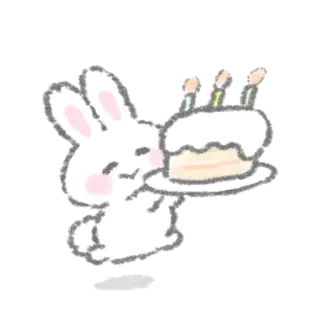 🥳 กระต่าย, บันนี่, เค้ก, วันเกิด, น่ารัก, ฉลอง, สัตว์ telegram sticker