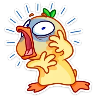 😳 pato, desenho animado, pássaro, chocado, assustado, medo telegram sticker