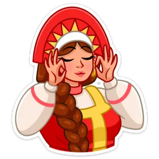 👌 donna, abiti tradizionali, adesivo, ragazza, slavo, russo, kokoshnik whatsapp sticker