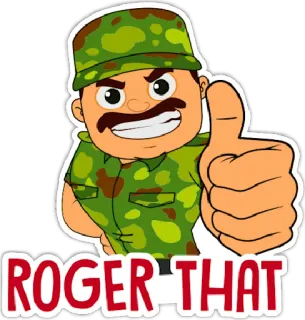 🇮🇳 ROGER THAT soldato, militare, cartone animato, ok, pollice in su, mimetica telegram sticker