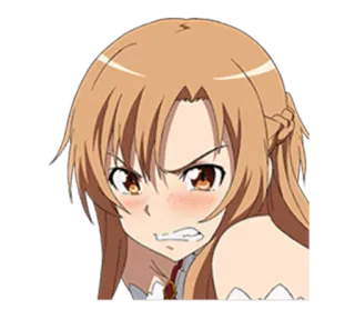 😬 Asuna Sword Art Online Anime, Zła, Dziewczyna, Asuna, Sword Art Online, Postać telegram sticker