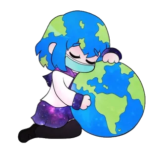 🌎 terra, globo, planeta, desenho animado, abraço, mundo, máscara telegram sticker