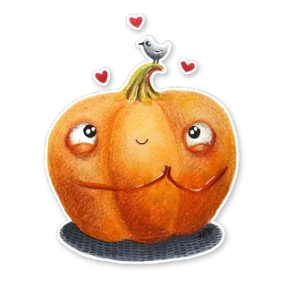 😍 abóbora, pássaro, corações, fofo, outono, outono, desenho animado, adesivo telegram sticker