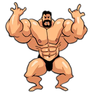 ✊ umięśniony, kulturysta, kreskówka, silny, mężczyzna, fitness telegram sticker