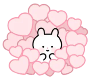 💭 兔子, 爱心, 可爱, 卡通, 爱, 粉色 telegram sticker