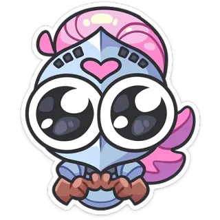 🥺 기사, 헬멧, 만화, 귀여운, 분홍색, 갑옷, 치비 telegram sticker