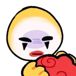 🦦 Émoji, Triste, Jaune, Rouge, Tête, Tristesse telegram sticker
