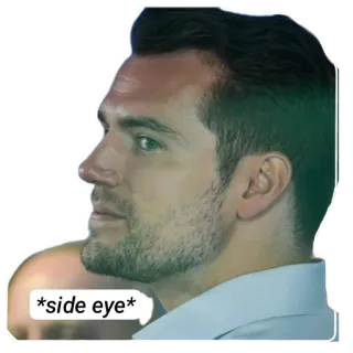 🤲 Henry Cavill null *side eye* henry cavill, side eye, meme, reaction, stare, skeptical, judging whatsapp sticker