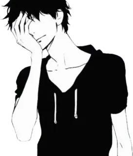 ✋ anime, manga, hoodie, emo, sad, boy, drawing telegram sticker