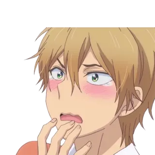😳 anime, blush, surprised, boy, cartoon, sticker whatsapp sticker
