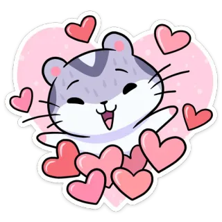 ❤️ 햄스터, 귀여운, 하트, 동물, 만화, 스티커, 사랑, kawaii telegram sticker