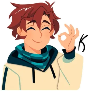 👌 anime, desenho animado, personagem, gesto ok, sorrindo, fofo telegram sticker