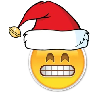 😁 Emoji, Natal, Gorro de Papai Noel, Nervoso, Dentes, Emoji com gorro de Papai Noel telegram sticker