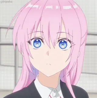 ❤️ anime, dibujos animados, pelo rosa, ojos azules, chica, mujer, retrato, personaje whatsapp sticker