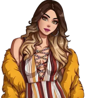 🙂 mujer, moda, ilustración, dibujo animado, arte, belleza, estilo telegram sticker