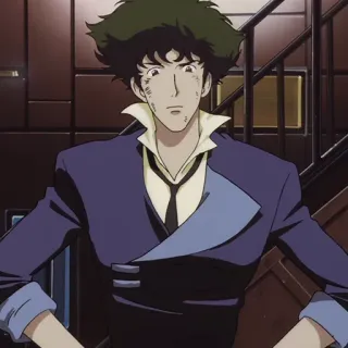🚬 Spike Spiegel Cowboy Bebop Anime, Cowboy Bebop, Spike Spiegel, Ficção científica, Espaço, Caçador de recompensas whatsapp sticker