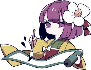 🖌️ anime, girl, writing, calligraphy, kimono telegram sticker