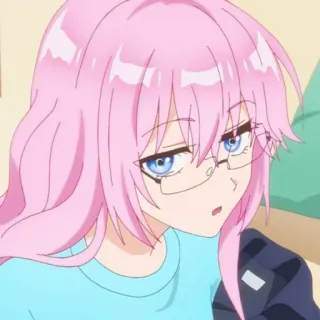 🍧 Anime, Rosa Haare, Brille, Cartoon, Frau telegram sticker