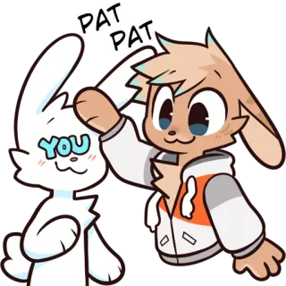 😊 PAT
PAT
YOU Kartun, Kelinci, Lucu, Menyenangkan, Persahabatan, Binatang, Hewan peliharaan, Mengelus telegram sticker