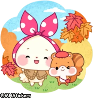 😁 @MHStickers Dibujo animado, Otoño, Ardilla, Lindo, Pegatina, Otoño, Hojas whatsapp sticker