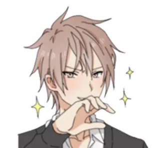 😏 Anime Junge, Erröten, Funkeln, Süß, Männlich, Anime Stil whatsapp sticker