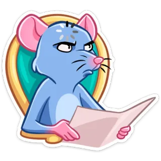 🤨 ratón, leyendo, dibujos animados, animal, lindo, pegatina telegram sticker