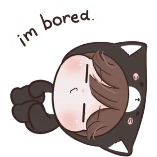 ☁️ im bored. bosan, kartun, imut, mengantuk, malas, karakter whatsapp sticker