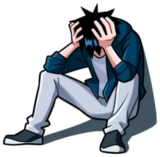 😣 triste, contrarié, dépression, animé, dessin animé telegram sticker