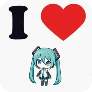 ❤ Hatsune Miku Vocaloid I [heart] telegram sticker