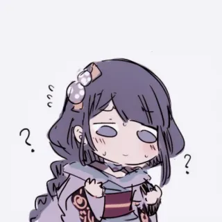 🌂 Raiden Shogun Genshin Impact Anime, Fille, Mignon, Confus, Point d'interrogation, Chibi, Raiden Shogun, Genshin Impact whatsapp sticker
