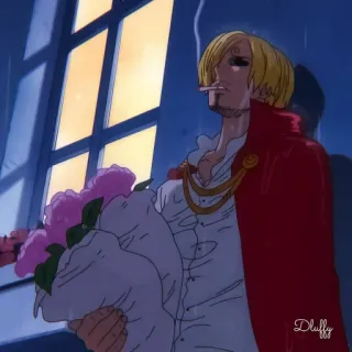 ✖️ Sanji One Piece Anime, One Piece, Sanji, Fumo, Fiori telegram sticker