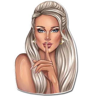🤫 Frau, blond, Finger, Ruhe, psst telegram sticker