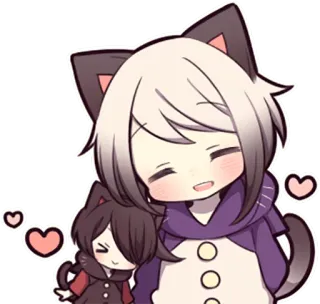 😄 chat, anime, kawaii, mignon, autocollant, oreilles de chat, chibi whatsapp sticker