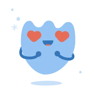 😍 emoji, kartun, karakter, cinta, mata, biru telegram sticker