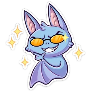 😈 Fledermaus, Cartoon, Sticker, Brille, Cool, Tier telegram sticker