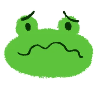 😕 rana, triste, cartone animato, animale, verde whatsapp sticker