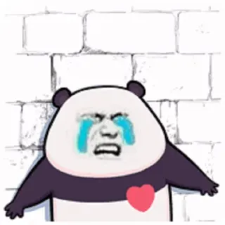 💔 panda, menangis, sedih, hati, kartun telegram sticker