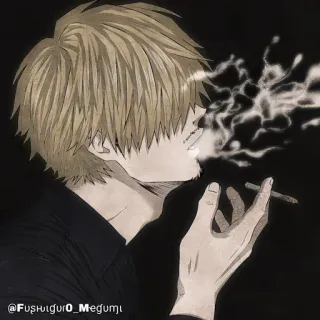 🚬 @Fushigiuro_Megumi Fumar, Cigarrillo, Anime, Hombre, Retrato, Ilustración whatsapp sticker