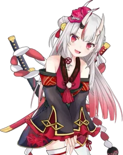 ☺️ Anime, Oni, Démon, Katana, Samouraï, Fille Anime, Japonais, Kawaii telegram sticker