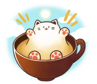 ☕ chat, tasse, mignon, animal, kawaii whatsapp sticker