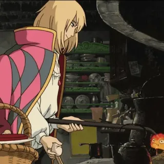 🐇 Howl Howl's Moving Castle Anime, Fuego, Cocina, Castillo, Magia, Studio Ghibli telegram sticker