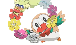 😇 Rowlet pokemon, rowlet, cute, owl, flowers telegram sticker