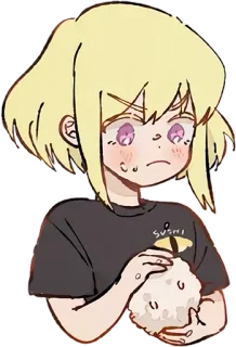 🍙 SUSHI anime girl, sushi, food, cartoon, digital art, blond hair, kawaii telegram sticker