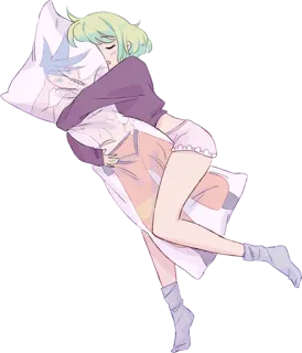 😴 anime, sleeping, girl, pillow, cute, relaxing, cartoon, pajamas telegram sticker