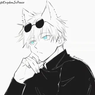 ✨ Anime, Personaje, Orejas de lobo, Gafas telegram sticker