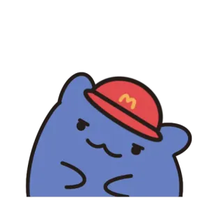 😏 Dibujo animado, Personaje, McDonald's, Sombrero, Azul, Lindo telegram sticker